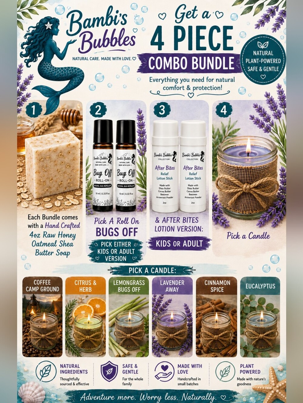 Buy Now! New! Bambi's Bubbles Combo Pack Bugs Off & After Bites Collection